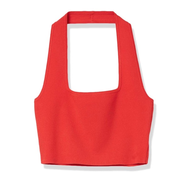 NWOT The Drop Women's Greta Fitted Square-Neck Halter Sweater Bralette in Red - Picture 3 of 6